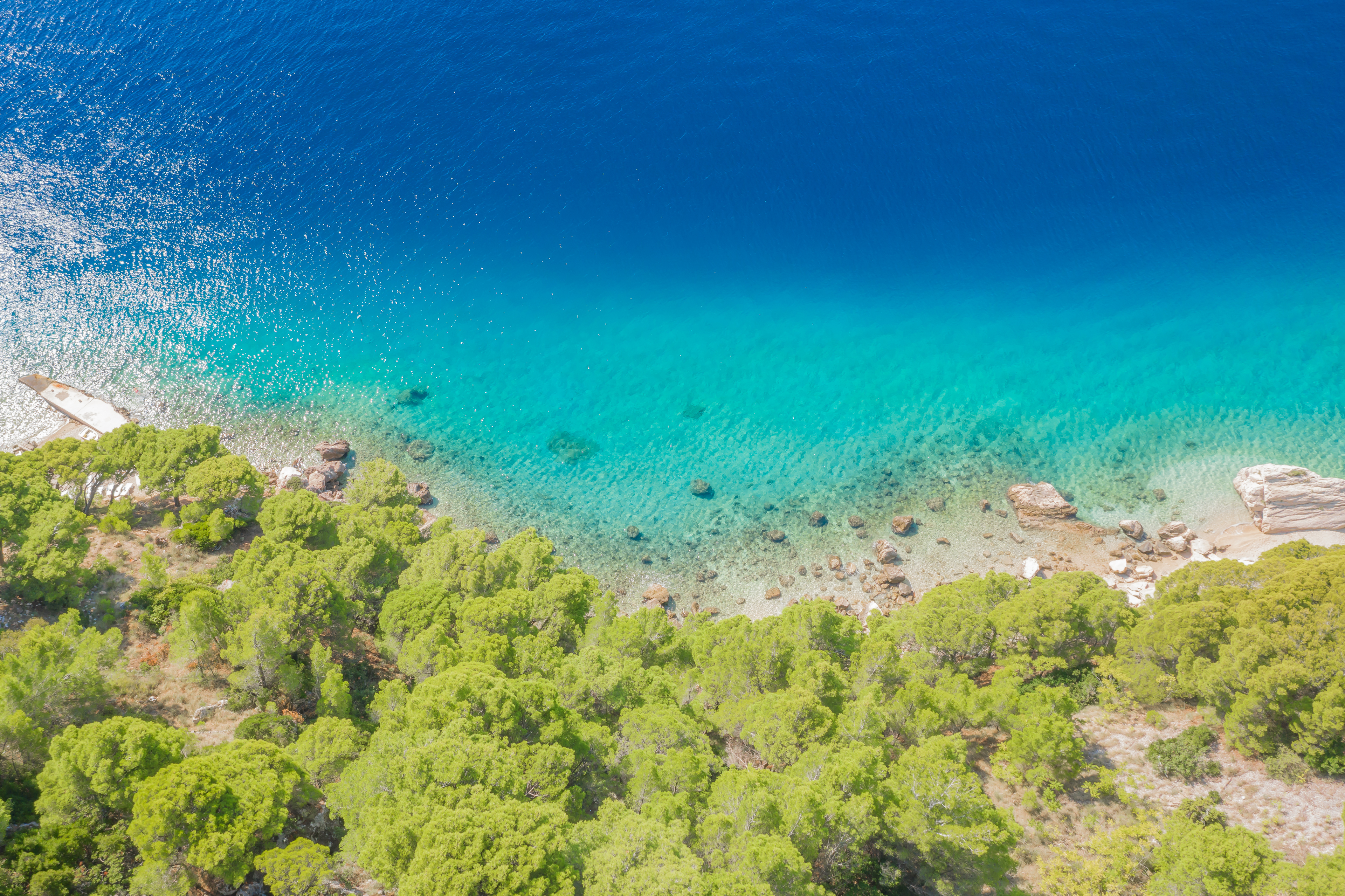 Pebble beach scenery in Marusici on the Omis Riviera